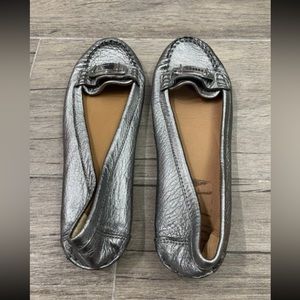 Womens Coach Loafer Shoes Size 8.5 Silver Metallic